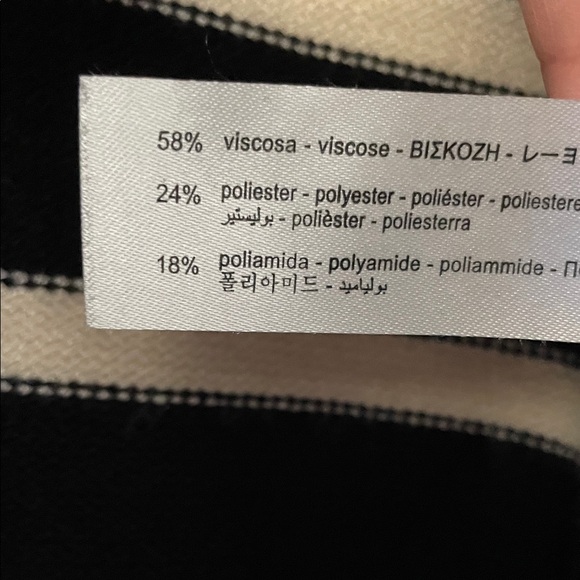 Zara|Black and Cream Striped Zip Turtleneck Sweater|Medium|EUC - Picture 6 of 8